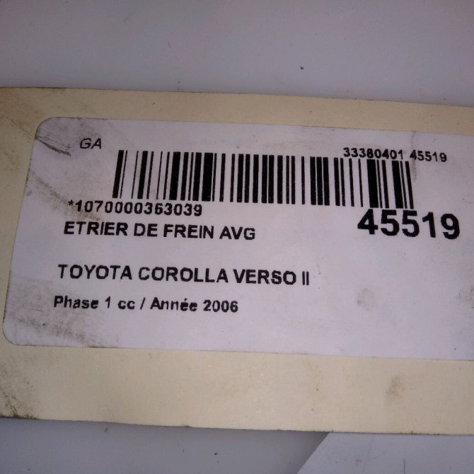 Etrier de frein avant gauche occasion TOYOTA COROLLA VERSO II Phase 1 05-2004->06-2007 136 D-4D 4775005060 4