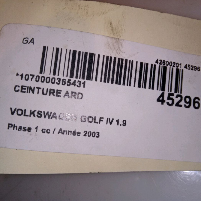 Ceinture arrière droite occasion VOLKSWAGEN GOLF IV GOLF IV Phase 1 1998-01-01->2005-06-30 1.9 TDI 130ch 1J6857806FHCP 4