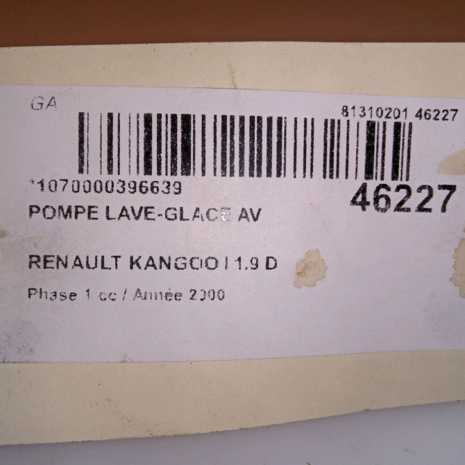 Pompe lave-glace avant occasion RENAULT KANGOO I Phase 1 09-1997->06-2003 1.9 D 65ch 7700430702 5