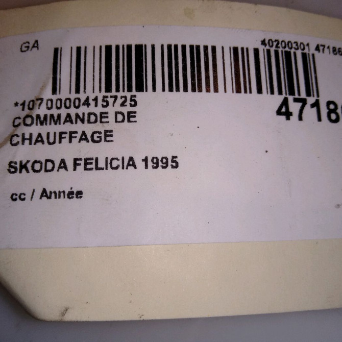 Commande de chauffage occasion SKODA FELICIA 5