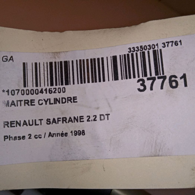 Maitre cylindre occasion RENAULT SAFRANE Phase 2 09-1996->08-2000 2.2 DT 7701203719 5
