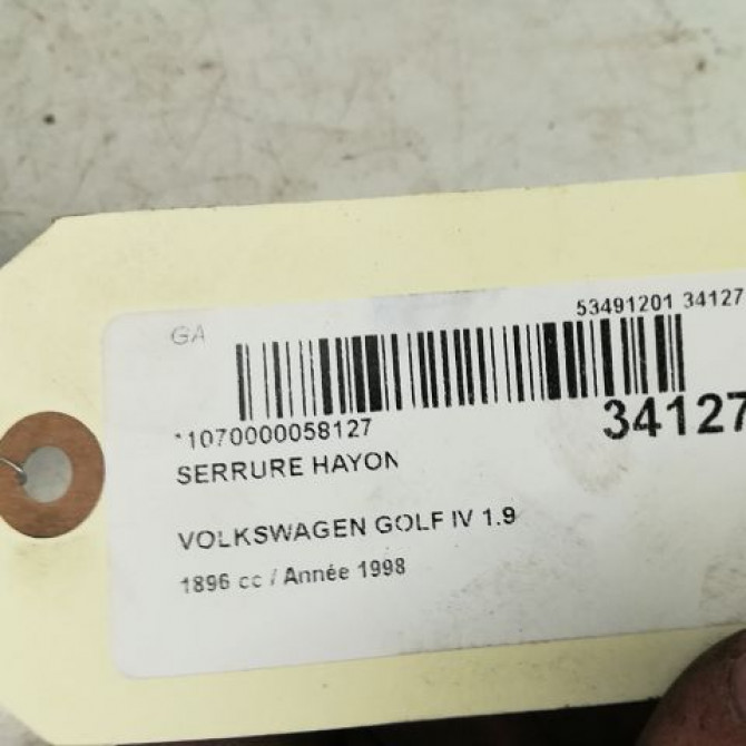 Serrure hayon occasion VOLKSWAGEN GOLF IV GOLF IV Phase 1 1998-01-01->2005-06-30 1.9 TDI 90ch 1J6827505CB41 4
