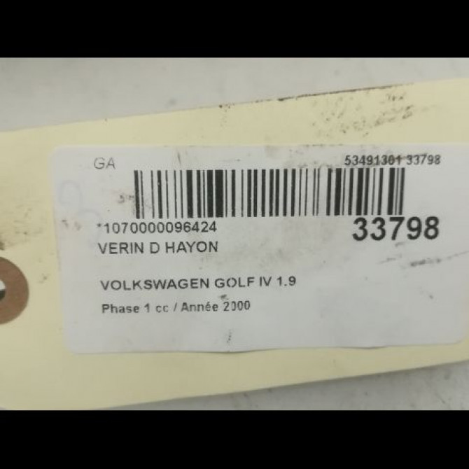 Verin droit hayon occasion VOLKSWAGEN GOLF IV GOLF IV Phase 1 1998-01-01->2005-06-30 1.9 TDI 100ch 1J6827550E 2