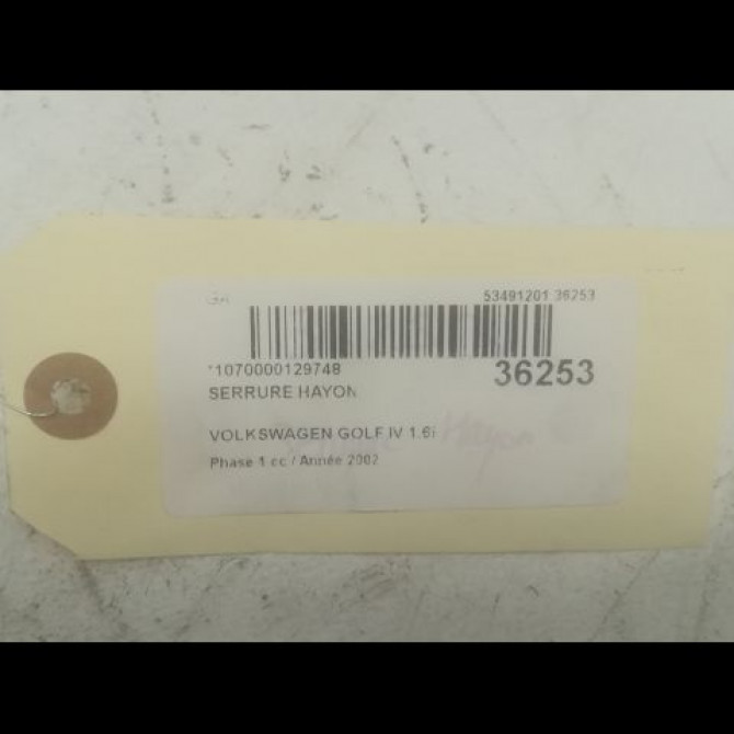 Serrure hayon occasion VOLKSWAGEN GOLF IV GOLF IV Phase 1 1998-01-01->2005-06-30 1.6i 8v 100ch 1J6827505CB41 2