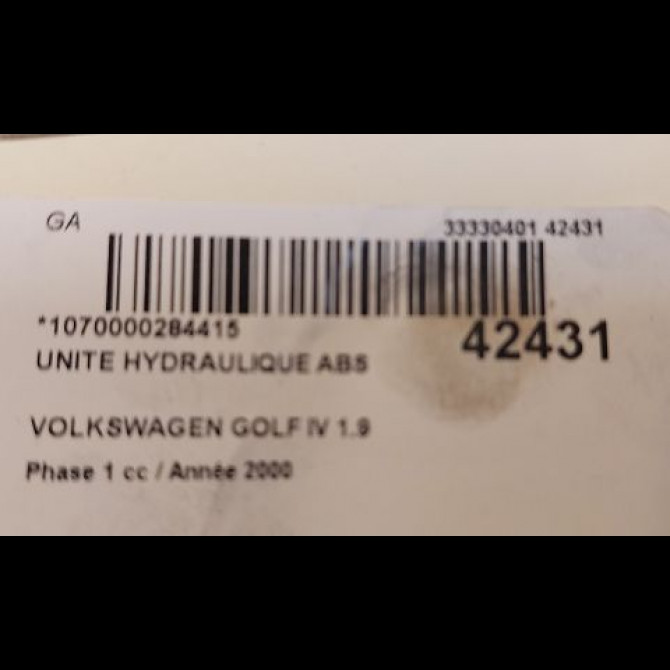 Unité hydraulique ABS occasion VOLKSWAGEN GOLF IV GOLF IV Phase 1 1998-01-01->2005-06-30 1.9 TDI 100ch 1J0698117D 4