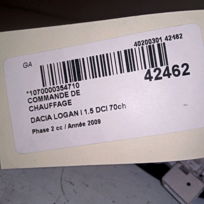 Commande de chauffage occasion DACIA LOGAN I Phase 2 07-2008->12-2012 1.5 DCI 70ch 6001551698 3