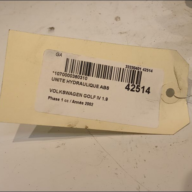 Unité hydraulique ABS occasion VOLKSWAGEN GOLF IV GOLF IV Phase 1 1998-01-01->2005-06-30 1.9 TDI 90ch 1J0698117D 3