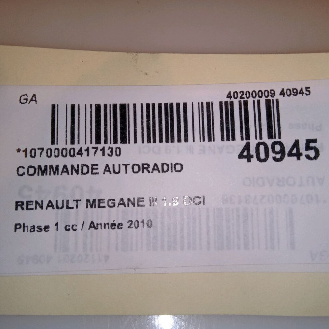 Commande autoradio occasion RENAULT MEGANE III Phase 1 11-2008->01-2012 1.9 DCI 130ch 4