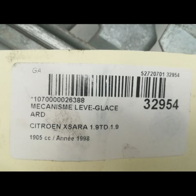 Mecanisme leve-glace arrière droit occasion CITROEN XSARA Phase 1 02-1998->09-2000 1.9 TD 922447 4