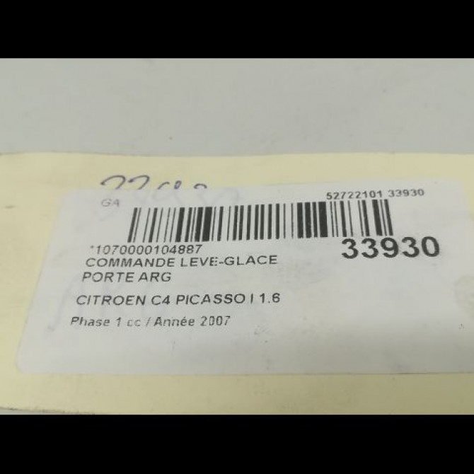 Commande leve-glace porte arrière gauche occasion CITROEN C4 PICASSO I Phase 1 01-2007->10-2013 1.6 HDi 16v 110ch 6554YJ 3
