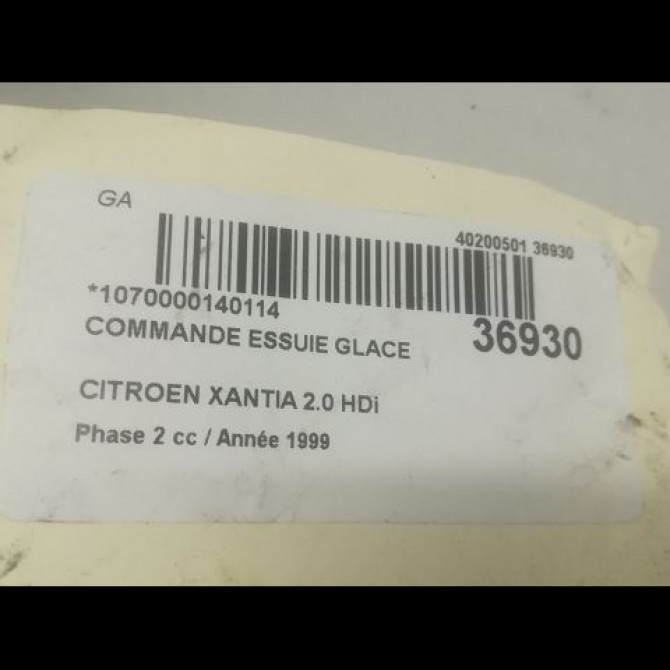 Commande essuie glace occasion CITROEN XANTIA Phase 2 12-1997->06-2001 2.0 HDi 90ch 6239H5 3