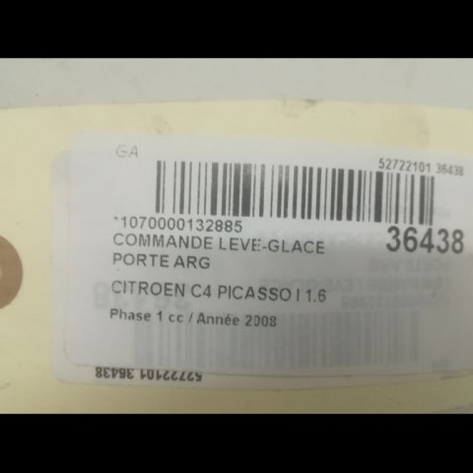 Commande leve-glace porte arrière gauche occasion CITROEN C4 PICASSO I Phase 1 01-2007->10-2013 1.6 HDi 16v 110ch 6554YJ 3