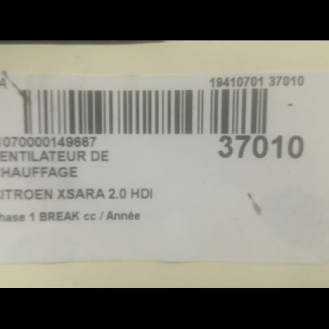 Ventilateur de chauffage occasion CITROEN XSARA phase 1 BREAK 02-1998->09-2000 2.0 HDI 90ch 6441J6 3