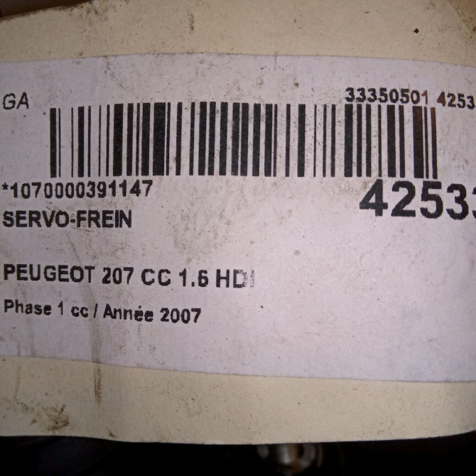 Servo-frein occasion PEUGEOT 207 CC Phase 1 03-2007->... 1.6 HDI 112ch 4535W3 4