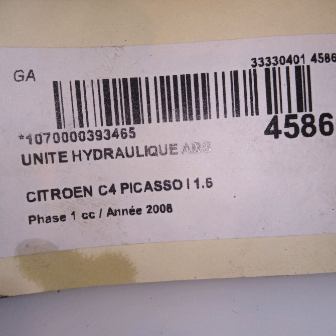 Unité hydraulique ABS occasion CITROEN C4 PICASSO I Phase 1 01-2007->10-2013 1.6 HDi 16v 110ch 4541QE 7