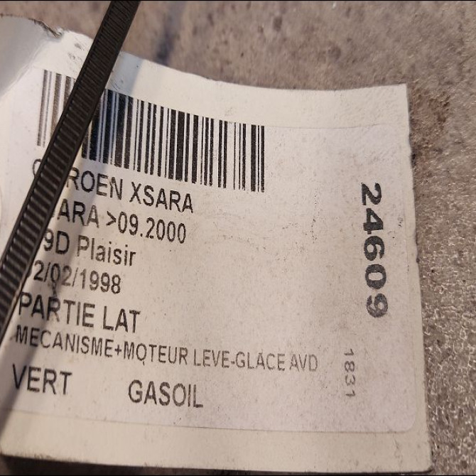 Mecanisme + moteur lève-glace avant droit occasion CITROEN XSARA Phase 1 02-1998->09-2000 9222H2 2
