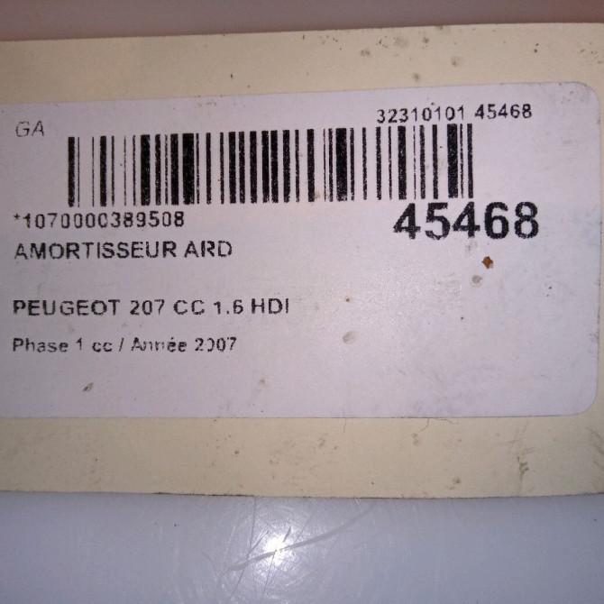 Amortisseur arrière droit occasion PEUGEOT 207 CC Phase 1 03-2007->... 1.6 HDI 112ch 5206JP 3