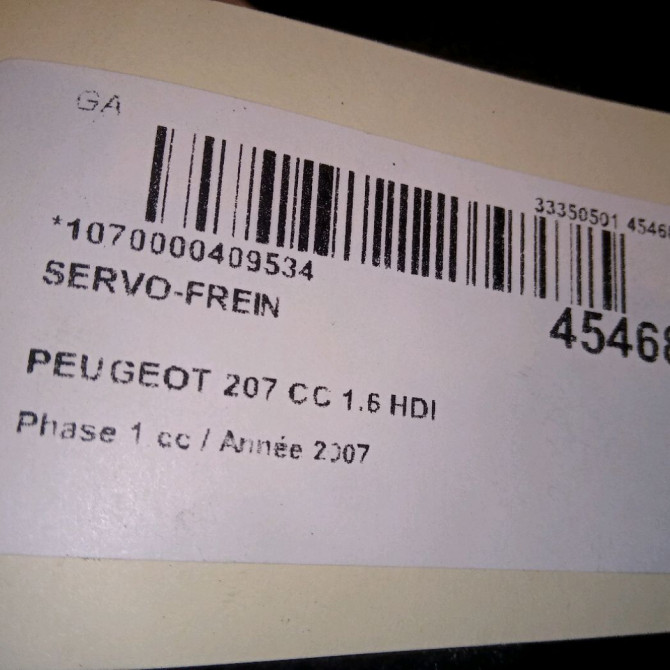 Servo-frein occasion PEUGEOT 207 CC Phase 1 03-2007->... 1.6 HDI 112ch 4535W3 4