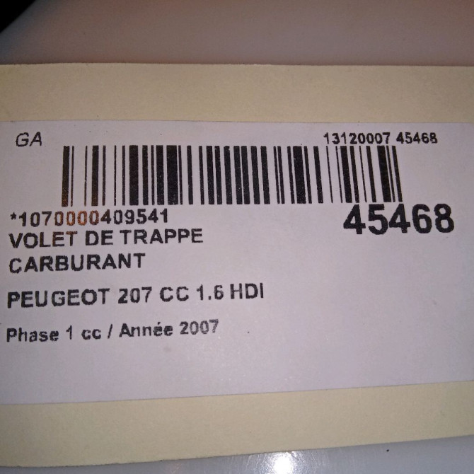 Volet de trappe carburant occasion PEUGEOT 207 CC Phase 1 03-2007->... 1.6 HDI 112ch 1517E6 5