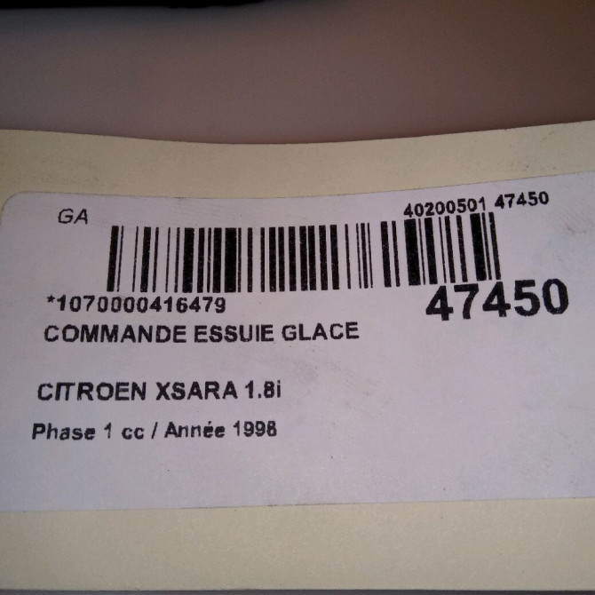 Commande essuie glace occasion CITROEN XSARA Phase 1 02-1998->09-2000 1.8i 6239H5 5
