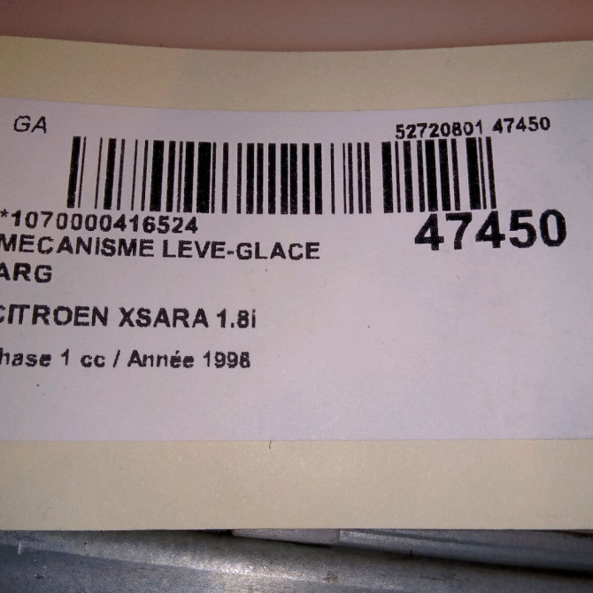 Mecanisme leve-glace arrière gauche occasion CITROEN XSARA Phase 1 02-1998->09-2000 1.8i 922346 4