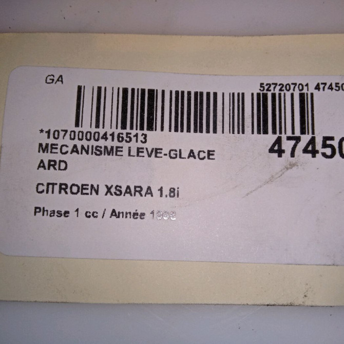 Mecanisme leve-glace arrière droit occasion CITROEN XSARA Phase 1 02-1998->09-2000 1.8i 922447 4