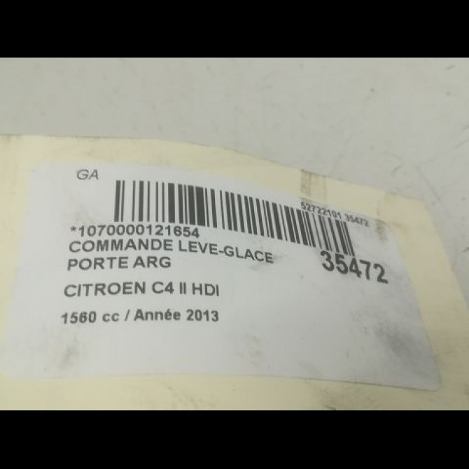 Commande leve-glace porte arrière gauche occasion CITROEN C4 II Phase 1 10-2010->01-2015 1.6 HDI 90ch 6490JZ 3