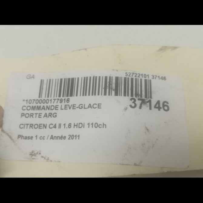 Commande leve-glace porte arrière gauche occasion CITROEN C4 II Phase 1 10-2010->01-2015 1.6 HDi 110ch 6490JZ 3