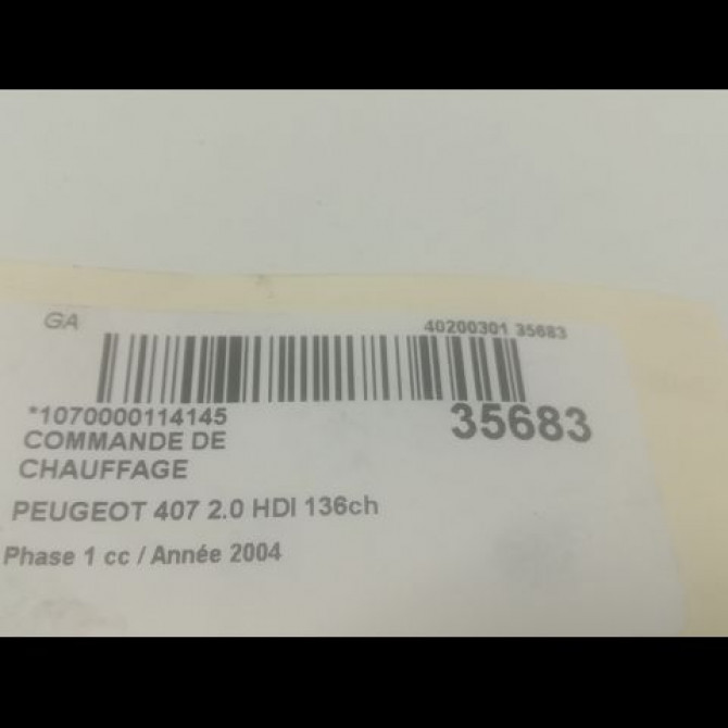 Commande de chauffage occasion PEUGEOT 407 Phase 1 04-2004->07-2008 2.0 HDI 136ch 6451SC 3