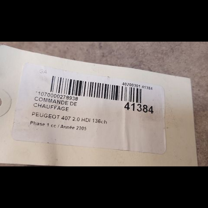 Commande de chauffage occasion PEUGEOT 407 Phase 1 04-2004->07-2008 2.0 HDI 136ch 6451SC 3