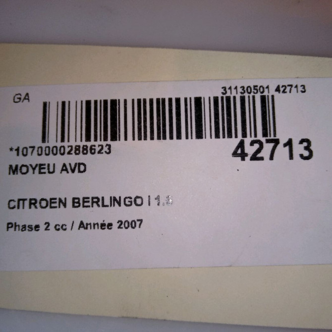 Moyeu avd occasion CITROEN BERLINGO I Phase 2 11-2002->10-2010 1.6 HDi 75ch 335016 4