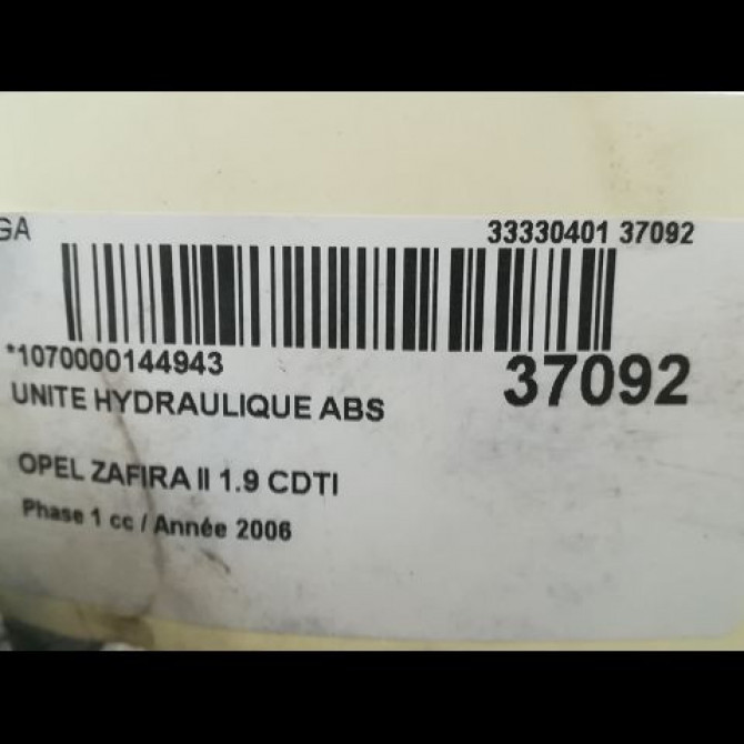 Unité hydraulique ABS occasion OPEL ZAFIRA II Phase 1 07-2005->12-2007 1.9 CDTI 120ch 93191517 3