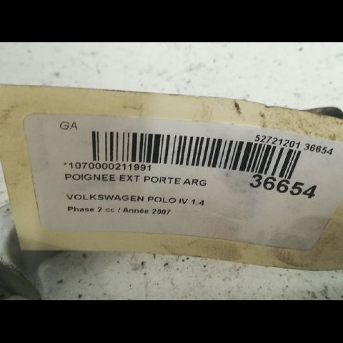Poignee ext porte arg occasion VOLKSWAGEN POLO IV Phase 2 05-2005->09-2009 1.4 TDI 80ch 3