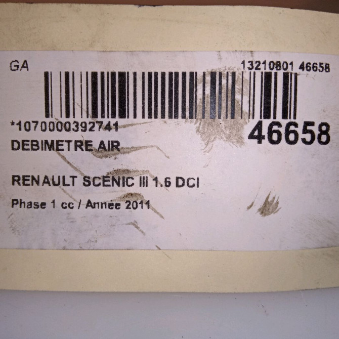 Debimetre air occasion RENAULT SCENIC III Phase 1 04-2009->11-2011 1.6 DCI 130ch 5