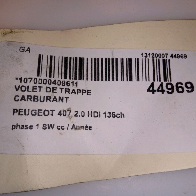Volet de trappe carburant occasion PEUGEOT 407 phase 1 SW 07-2004->07-2008 2.0 HDI 136ch 1517A7 5
