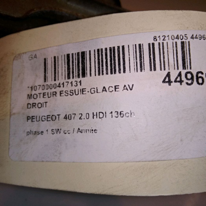 occasion PEUGEOT 407 phase 1 SW 07-2004->07-2008 2.0 HDI 136ch 9222Y9 5