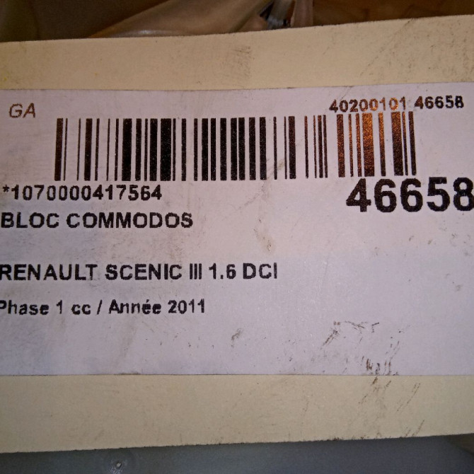 Bloc commodos occasion RENAULT SCENIC III Phase 1 04-2009->11-2011 1.6 DCI 130ch 5