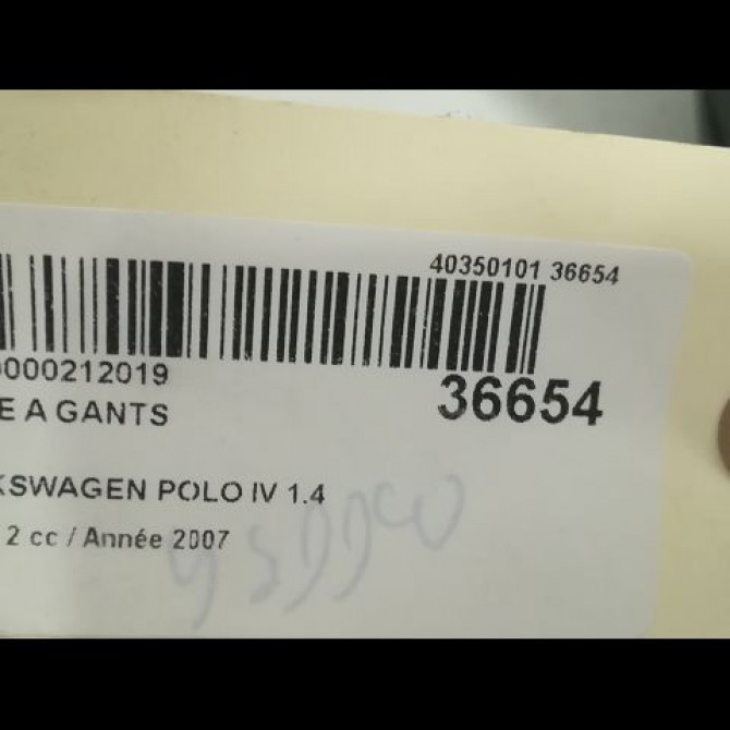 Boite à gants occasion VOLKSWAGEN POLO IV Phase 2 05-2005->09-2009 1.4 TDI 80ch 6Q1857101FU71 2