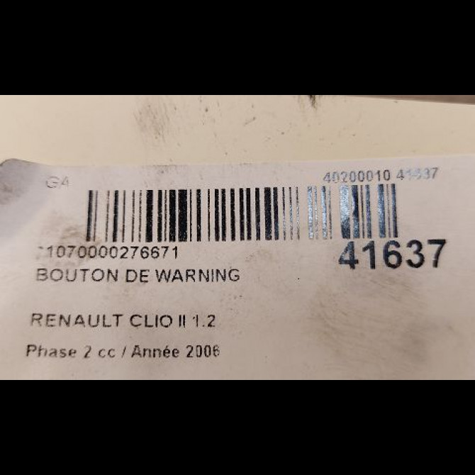 Bouton de warning occasion RENAULT CLIO II Phase 2 06-2001->07-2006 1.2 8200442723 3