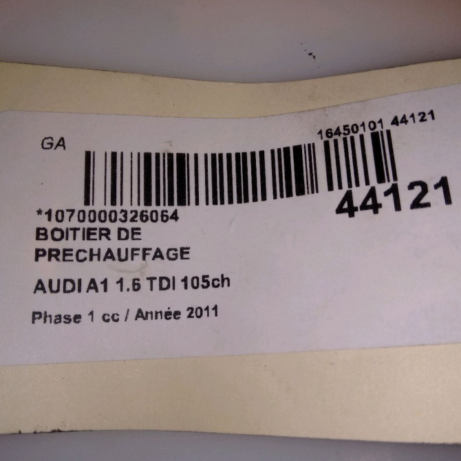 Boitier de préchauffage occasion AUDI A1 Phase 1 06-2010->03-2015 1.6 TDI 105ch 5