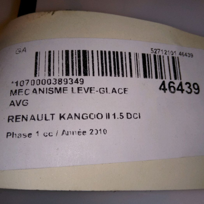 Mécanisme lève-glace avant gauche occasion RENAULT KANGOO II Phase 1 01-2008->03-2013 1.5 DCI 70ch 807213729R 4