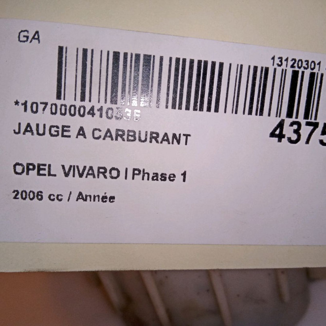 Jauge a carburant occasion OPEL VIVARO I Phase 1 10-2002->08-2006 91165569 6