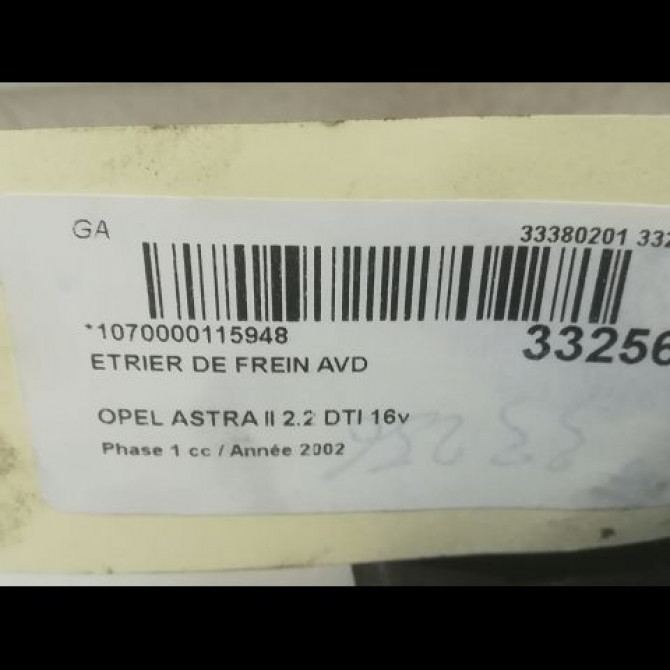 Etrier de frein avant droit occasion OPEL ASTRA II Phase 1 04-1998->09-2004 2.2 DTI 16v 93176427 3