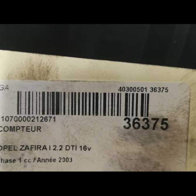 Compteur occasion OPEL ZAFIRA I Phase 1 03-1999->07-2005 2.2 DTI 16v 125ch 3