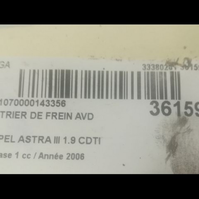 Etrier de frein avant droit occasion OPEL ASTRA III ASTRA III Phase 1 2004-04-01->2006-12-31 1.9 CDTI 120ch 93176427 3
