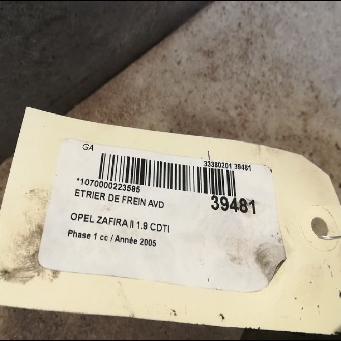 Etrier de frein avant droit occasion OPEL ZAFIRA II Phase 1 07-2005->12-2007 1.9 CDTI 120ch 93176427 3