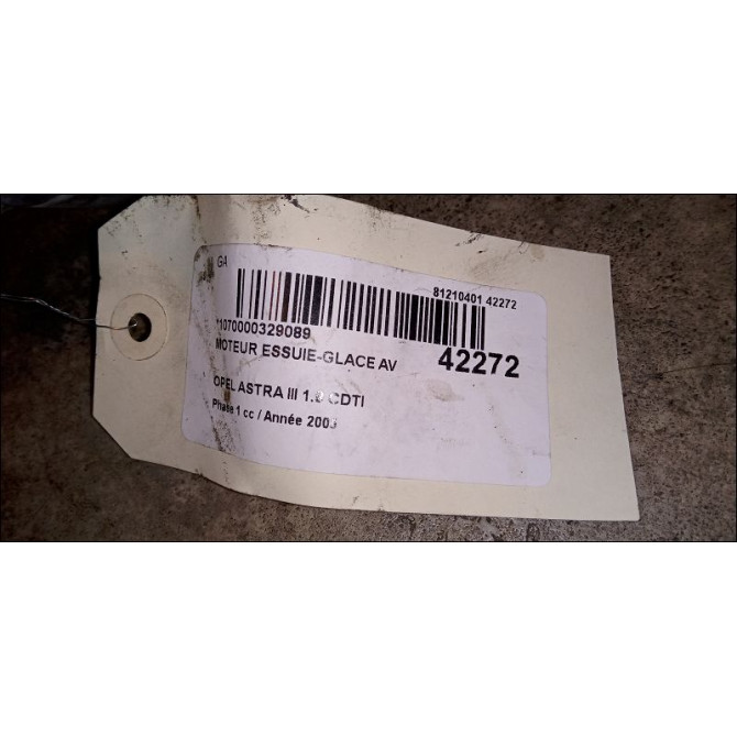 Moteur essuie-glace avant occasion OPEL ASTRA III ASTRA III Phase 1 2004-04-01->2006-12-31 1.9 CDTI 120ch 93179149 2