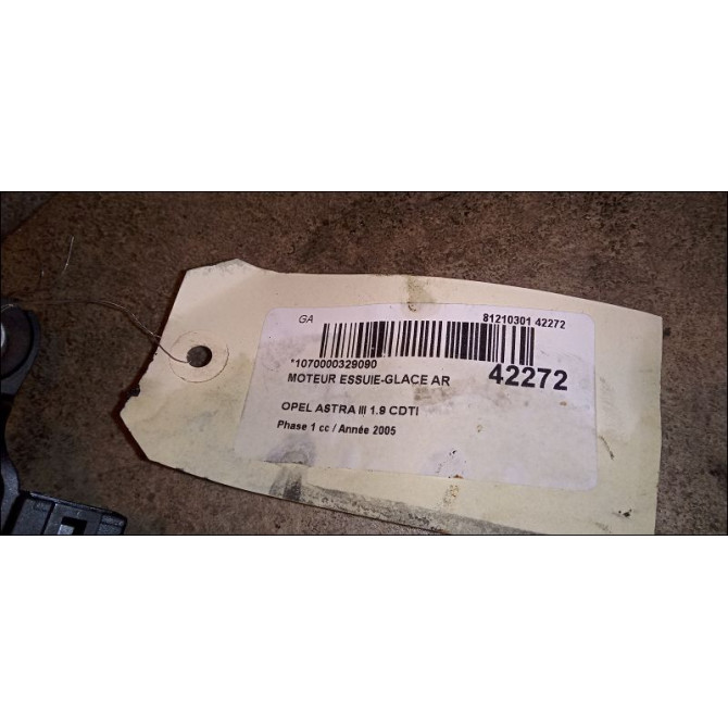 Moteur essuie-glace arrière occasion OPEL ASTRA III ASTRA III Phase 1 2004-04-01->2006-12-31 1.9 CDTI 120ch 93179057 4
