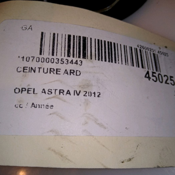 Ceinture arrière droite occasion OPEL ASTRA IV 13380211 4