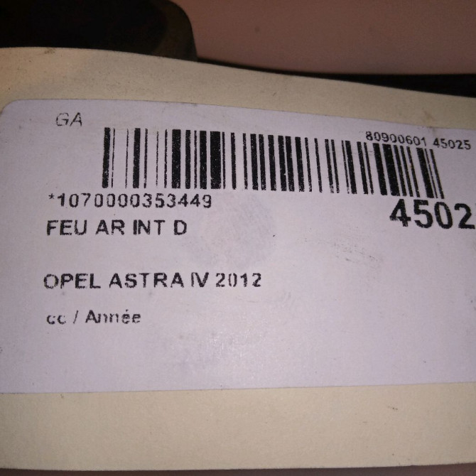 Feu arrière intérieur droit occasion OPEL ASTRA IV 13306456 5